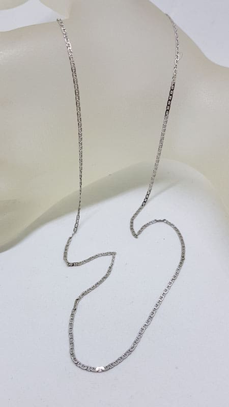 18ct White Gold Flat Anchor Link Necklace / Chain - 45cm