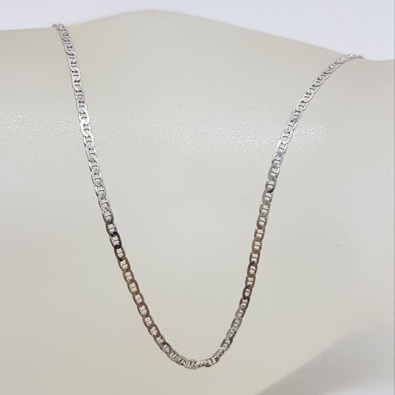 18ct White Gold Flat Anchor Link Necklace / Chain - 45cm