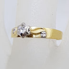 18ct Yellow Gold &amp; Platinum Diamond Engagement Ring - Vintage