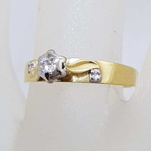 18ct Yellow Gold &amp; Platinum Diamond Engagement Ring - Vintage