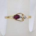 9ct Yellow Gold Ruby with Diamond Heart Shaped Ring