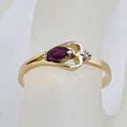 9ct Yellow Gold Ruby with Diamond Heart Shaped Ring