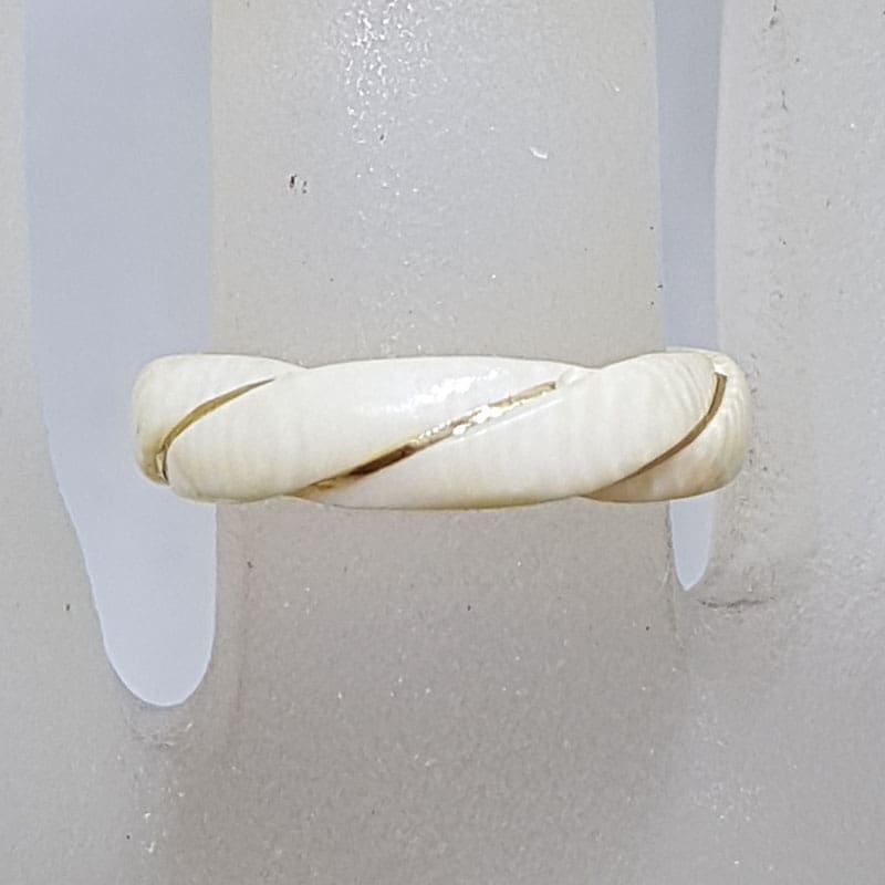 14ct Yellow Gold and Ivory Twist Ring - Antique / Vintage
