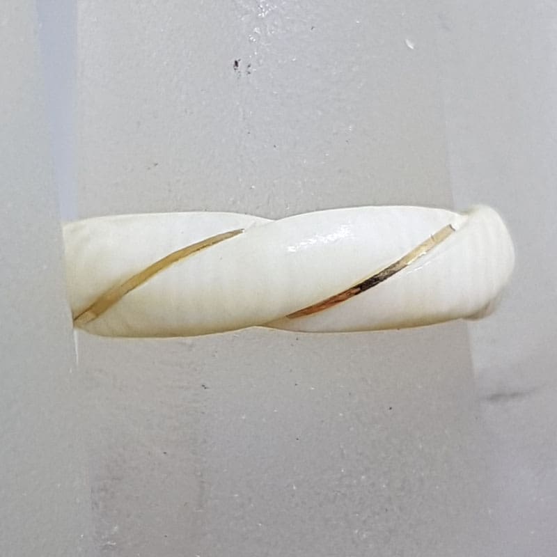 14ct Yellow Gold and Ivory Twist Ring - Antique / Vintage