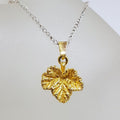 Sterling Silver and Plated Leaf Design Pendant on Silver Chain – Vintage