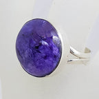 Sterling Silver Large Round Charoite Ring