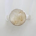 Sterling Silver Large Round Bezel Set Rutilated Quartz Ring
