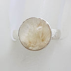 Sterling Silver Large Round Bezel Set Rutilated Quartz Ring