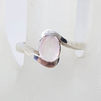Sterling Silver Oval Rose Quartz in Curved Ring