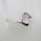 Sterling Silver Oval Rose Quartz in Curved Ring