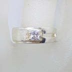 Sterling Silver Square Cubic Zirconia in Band Ring