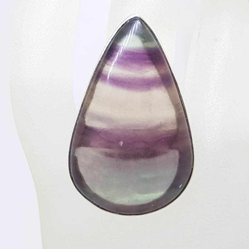 Sterling Silver Large Teardrop / Pear Shape Fluorite Ring
