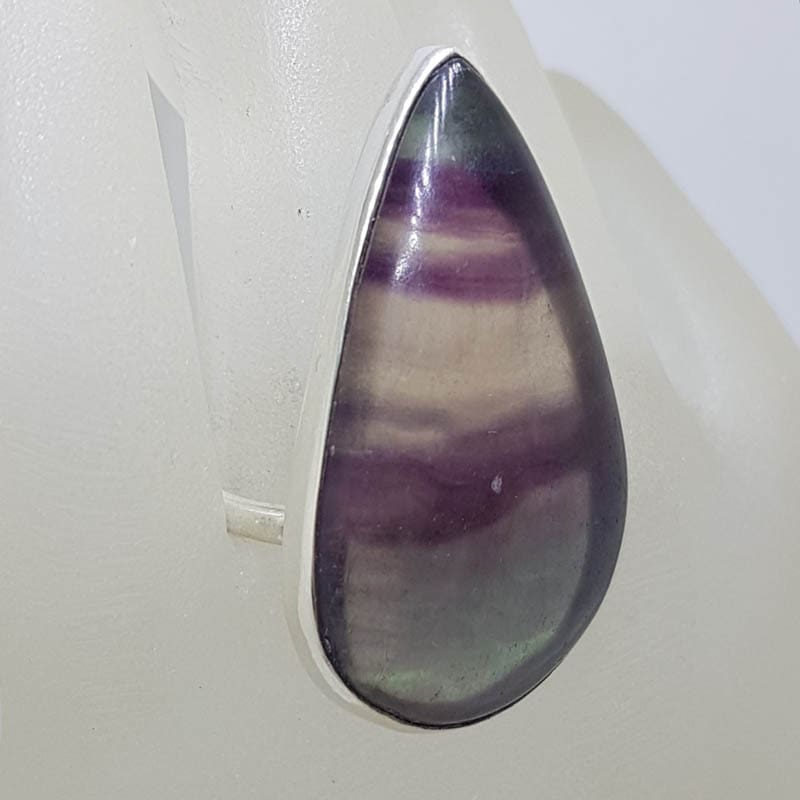 Sterling Silver Large Teardrop / Pear Shape Fluorite Ring