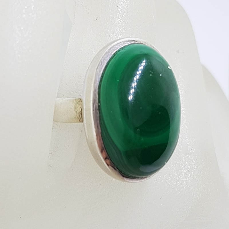 Sterling Silver Oval Malachite Ring