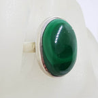 Sterling Silver Oval Malachite Ring