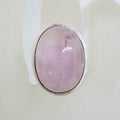 Sterling Silver Large Oval Cabochon Cut Rose Quartz Ring