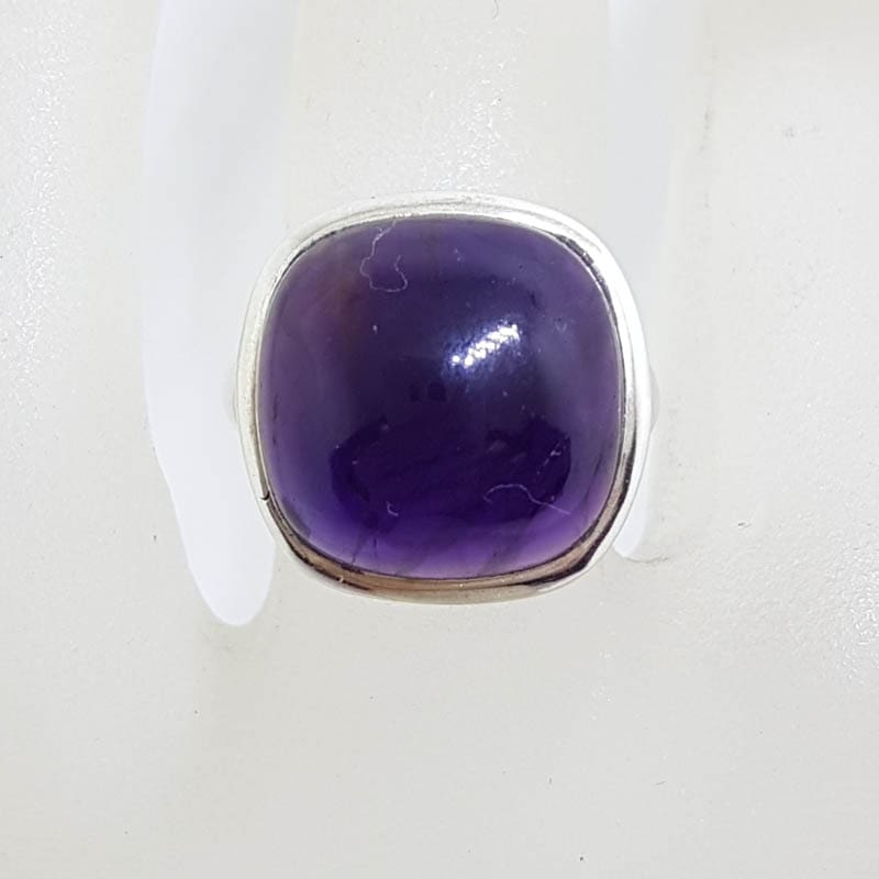 Sterling Silver Square Cabochon Cut Amethyst Ring