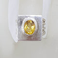 Sterling Silver Oval Bezel Set Citrine in Rectangular Ring