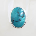 Sterling Silver Bezel Set Large Oval Turquoise Ring