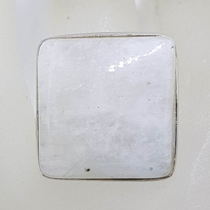 Sterling Silver Bezel Set Large Square Moonstone Ring