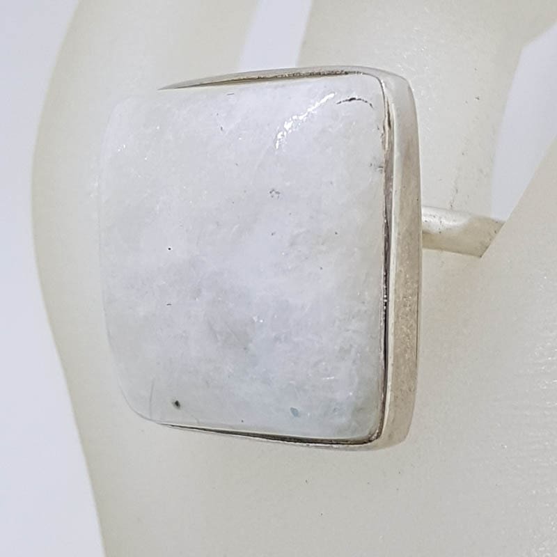 Sterling Silver Bezel Set Large Square Moonstone Ring