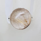 Sterling Silver Bezel Set Round Rutilated Quartz Ring