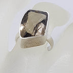 Sterling Silver Large Unusual Shaped Bezel Set Smokey Quartz Ring