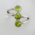Sterling Silver 3 Round Peridot's Ring