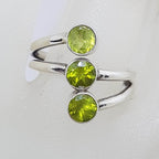 Sterling Silver 3 Round Peridot's Ring