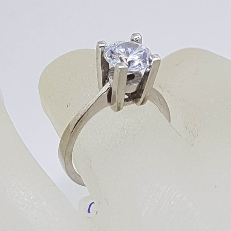 Sterling Silver High Claw Set Cubic Zirconia Ring