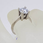 Sterling Silver High Claw Set Cubic Zirconia Ring