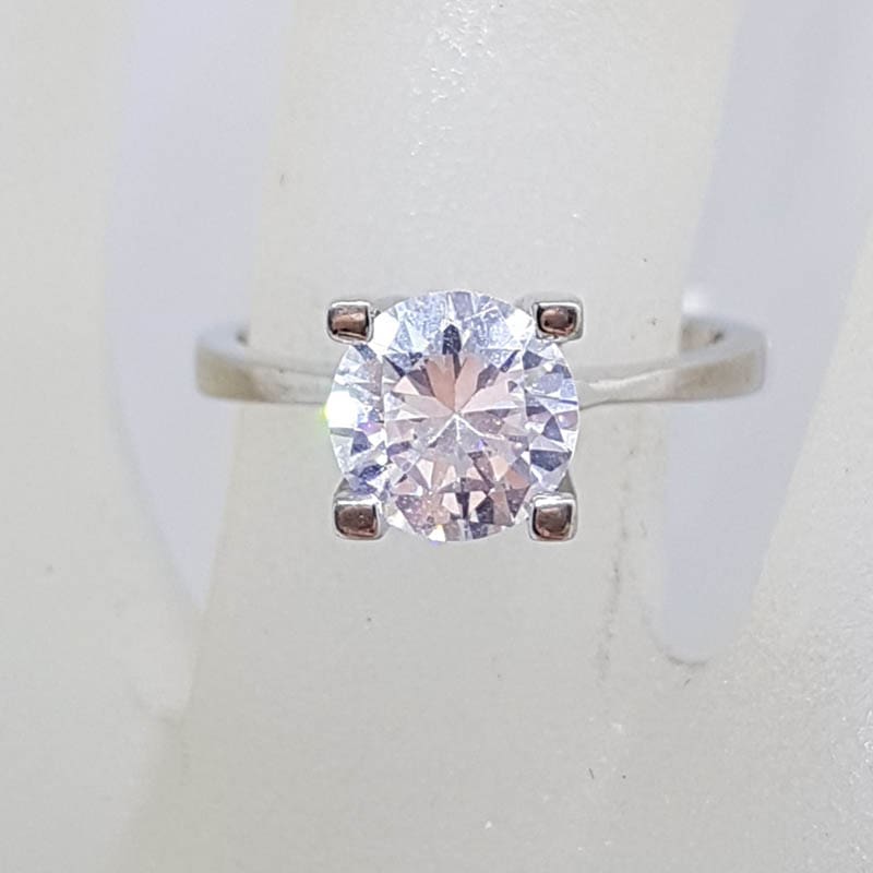 Sterling Silver High Claw Set Cubic Zirconia Ring