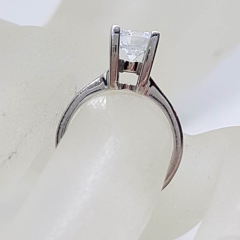 Sterling Silver High Claw Set Cubic Zirconia Ring