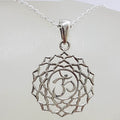 Sterling Silver Meditation Symbol Pendant on Silver Chain - Sahasrara
