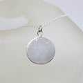 Sterling Silver Round Disk Dog Tag Pendant on Silver Chain
