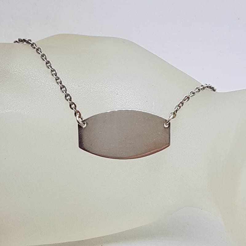 Sterling Silver Oblong Dog Tag Necklace / Chain