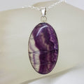 Sterling Silver Amethyst Large Oval Bezel Set Pendant on Silver Chain