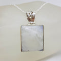 Sterling Silver Moonstone Rectangular Ornate Top Pendant on Silver Chain