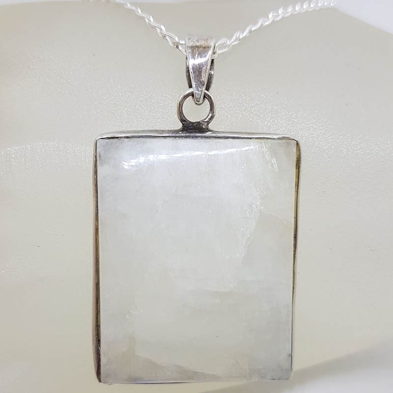 Sterling Silver Moonstone Rectangular Pendant on Silver Chain