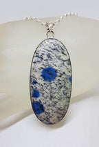 Sterling Silver Large &amp; Long Oval K2 Stone Pendant on Silver Chain