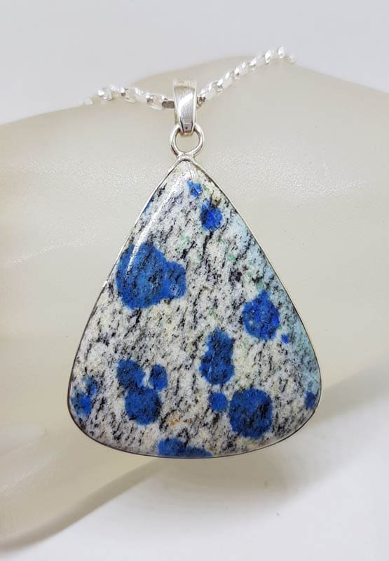 Sterling Silver Large Triangular Shape K2 Stone Pendant on Silver Chain