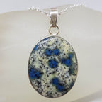 Sterling Silver Large Oval K2 Stone Pendant on Silver Chain