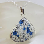 Sterling Silver Large Triangular Shape K2 Stone Pendant on Silver Chain