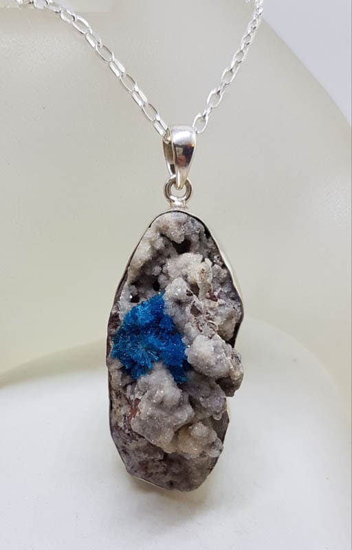 Sterling Silver Large Rough Free Form Shape K2 Stone Pendant on Silver Chain