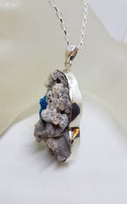 Sterling Silver Large Rough Free Form Shape K2 Stone Pendant on Silver Chain