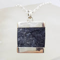 Sterling Silver Black Tourmaline Large Square Pendant on Silver Chain