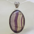 Sterling Silver Fluorite Large Oval Bezel Set Pendant on Silver Chain