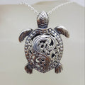 Sterling Silver Ornate Filigree Turtle / Tortoise Pendant on Silver Chain