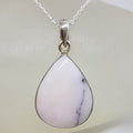 Sterling Silver Pink Opal Bezel Set Teardrop / Pear Shape Pendant on Silver Chain