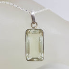 Sterling Silver Lemon Citrine Rectangular Pendant on Silver Chain